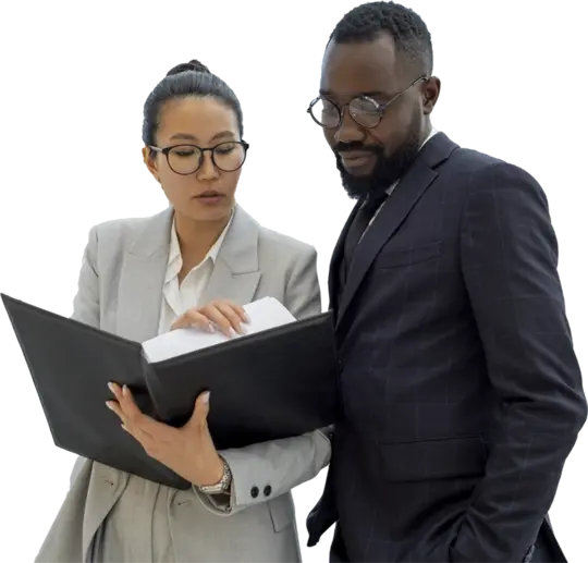 Man and Woman discussing project