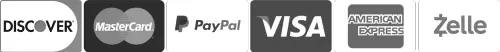 Accepted Cards - Discover, Master Card, Paypal, Visa, AmEx, Zelle